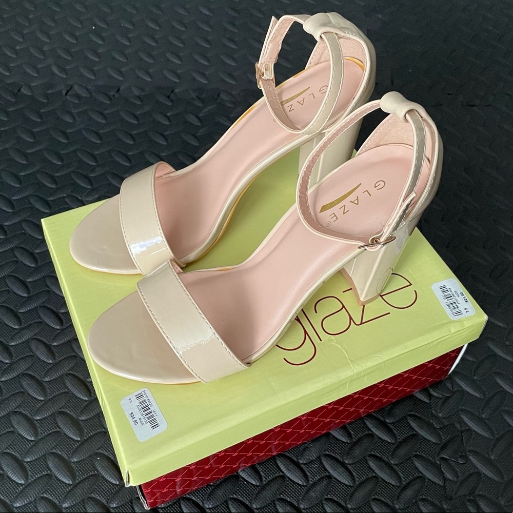 Women’s Nude Patent Block Heels from Glaze